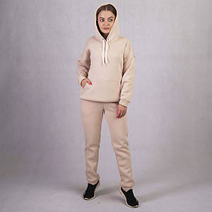 Теплий підлітковий спортивний костюм 3х-нитка (начіс) "Худі-світло бежевий колір" 38, 40р.