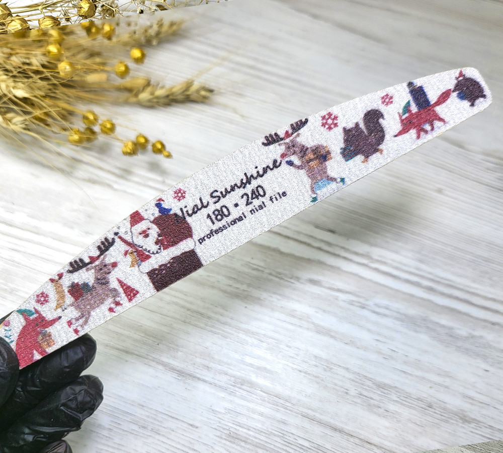 Пилочка для нігтів човен Nail Sunshine новорічна 180/240 грит