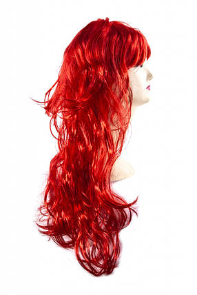 Перука карнавальна з довгим волоссям червона, 65 см, фото 1