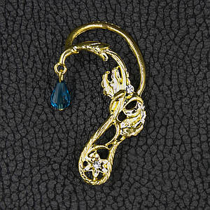 Кафа золотистого кольору біжутерія квіточок із кристалом і стразами застібка гвоздик розмір сережки 60х35 мм