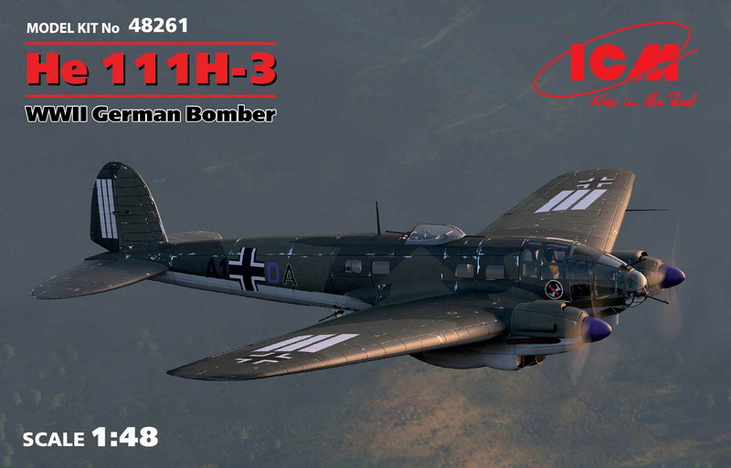 Пластикова модель 1/48 ICM 48261 німецький бомбардувальник Heinkel He 111H-3, фото 1