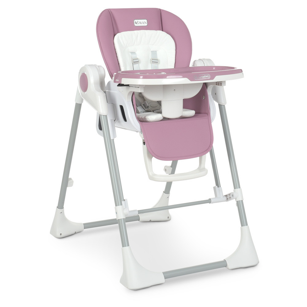 Дитячий стільчик для годування El Camino ME 1087 SWAN White Рожевий | Стільчик-гойдалка, шезлонг