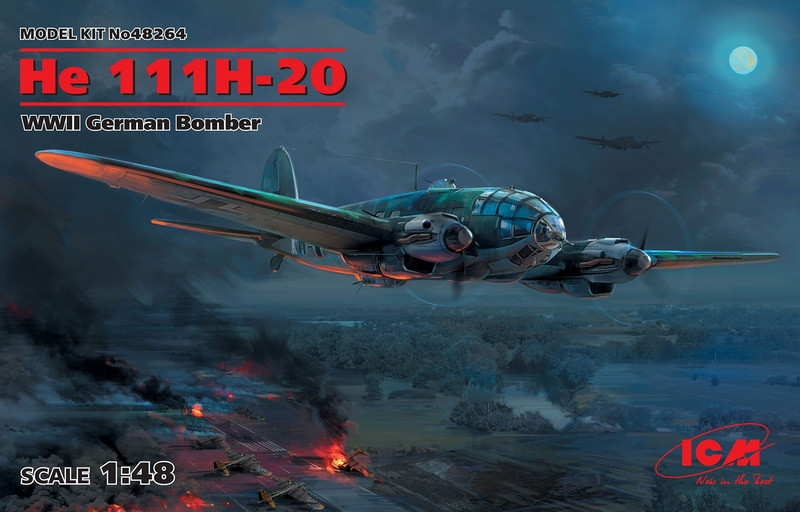 Пластикова модель 1/35 ICM 48264 німецький бомбардувальник He 111H-20, фото 1
