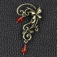 Кафа вінтаж темне золото біжутерія метелик зі стразами застібка гвоздик зверху затискач розмір сережки 60х30 мм