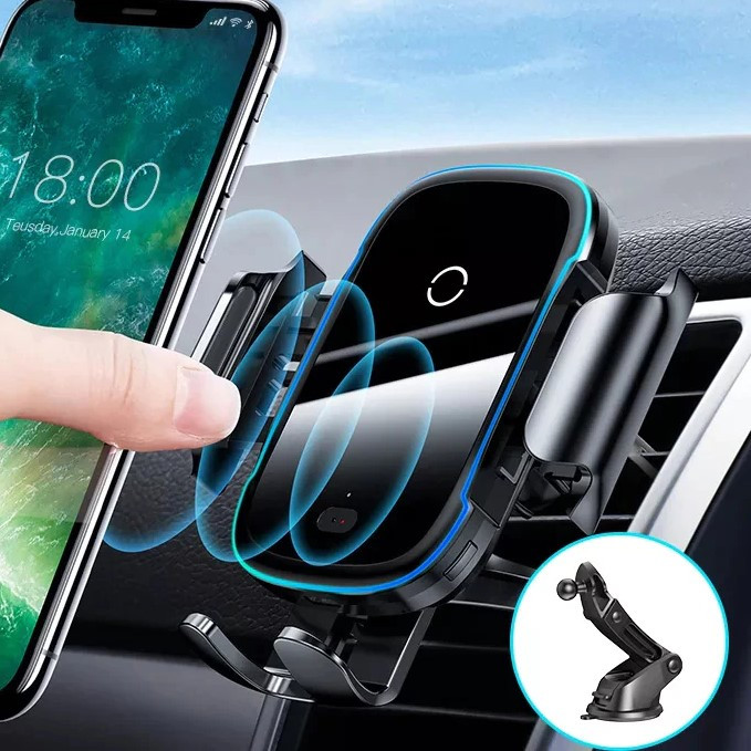 Бездротова автомобільна зарядка для айфона 15W утримувач для телефону в машину Baseus