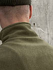 Чоловіча тактична флісова кофта хакі на змійці з липучками  ⁇  Толстовка тепла на флісі військова зелена, фото 7