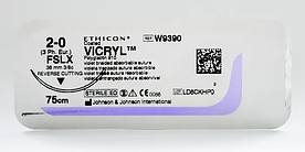 Хірургічна нитка Ethicon Вікрил (Vicryl) 2/0, довжина 75см, обр-реж. голка 36мм W9390