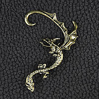 Каффа винтаж темное золото бижутерия пылающий дракон застежка гвоздик размер серьги 70х45 мм