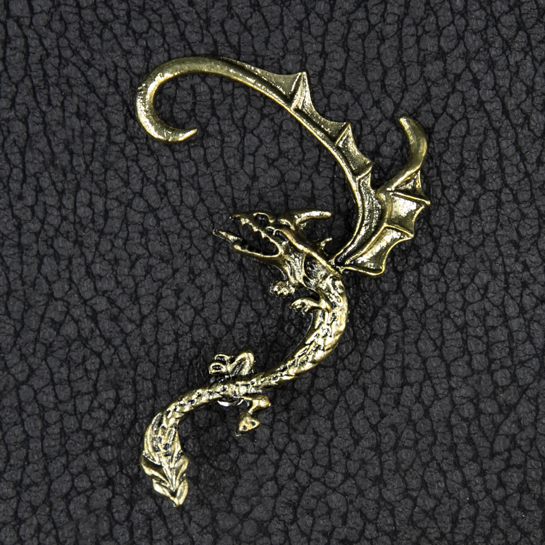Кафа вінтаж темне золото біжутерія пилювальний дракон застібка гвоздик розмір сережки 70х45 мм - фото 1 - id-p1710042584