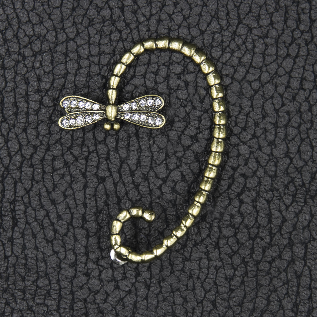 Кафа вінтаж темне золото біжутерія бабка з білими стразами застібка гвоздик розмір сережки 55х40 мм - фото 1 - id-p1710046687