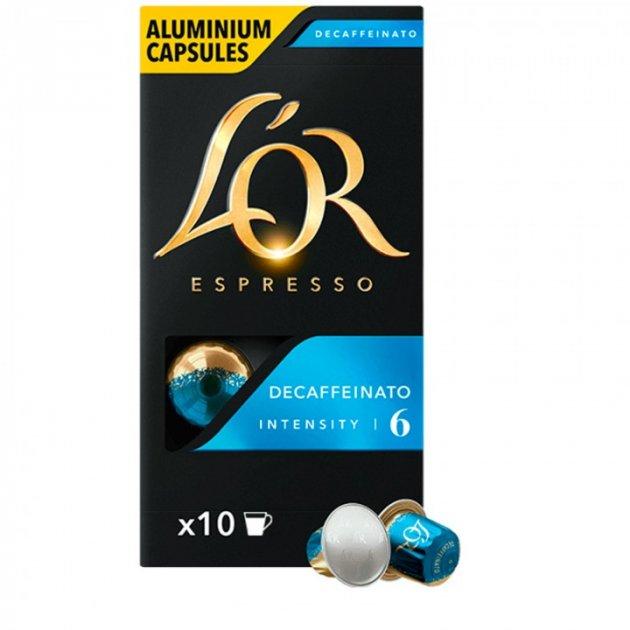 Кава в капсулах Nespresso L'OR Espresso Decaffeinato 10 шт Неспрессо Льор Без кофеїну