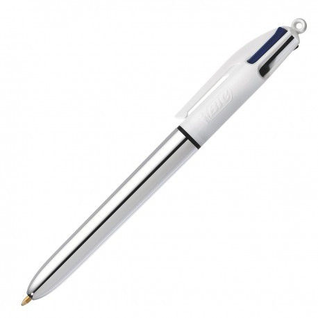 Ручка  кулькова автоматична 1,0 мм, 4 Кольори в 1, BIC 4 Colours Shine Silver