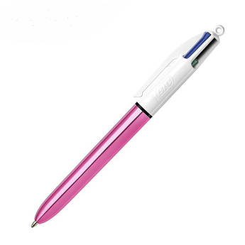 Ручка  кулькова автоматична 1,0 мм, 4 Кольори в 1, BIC 4 Colours Shine Pink
