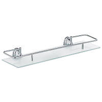 Скляна полиця ZERIX LR1507-1 з відкидним обмежувачем, 520 мм, хром (LL1407)