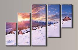 Модульна картина на полотні з 5 частин "Зимовий пейзаж"