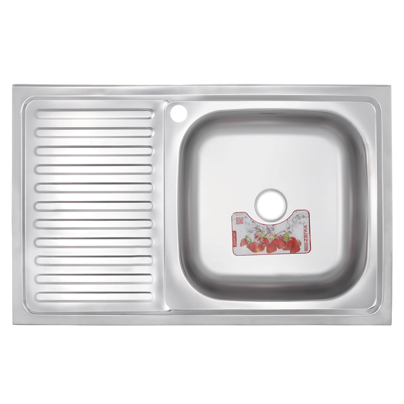 Кухонна мийка накладна ZERIXZ8050R-04-160E з нержавіючої сталі 800x500 мм з крилом для посуду (ZX1615)
