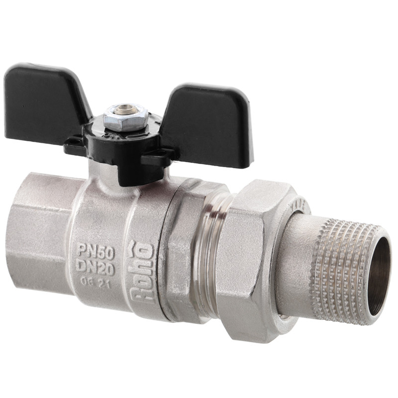 Кран з американкою Roho R105-050B, 1/2" Прямий, нікельований, для води (RO0110)