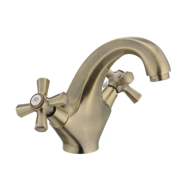 Змішувач для умивальника MIXXUS PREMIUM RETRO BRONZE-161, гнучке підключення, латунь (MI1650)