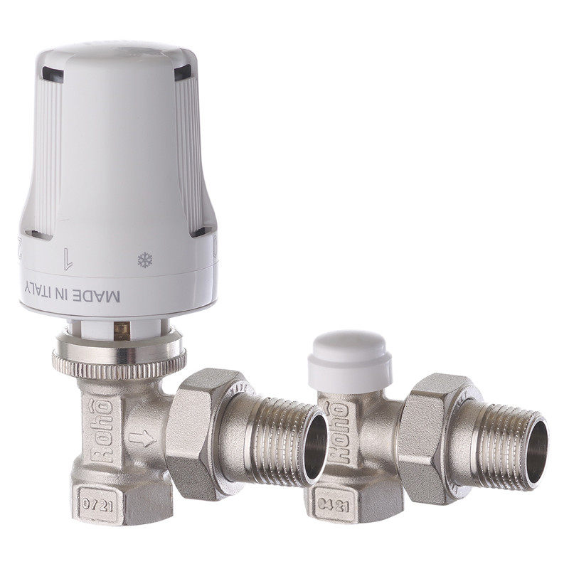 Комплект підключення радіатора Roho R5150-050K кутовий 1/2", латунь, нікель (RO0116)