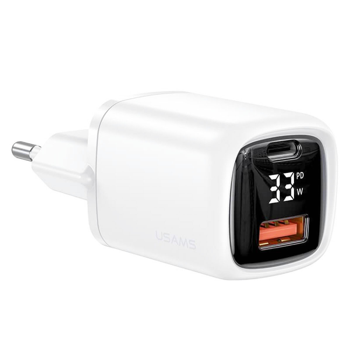 Адаптер мережевий USAMS Digital Display CC152 T46 USB, Type-C, 33W, QC, White, фото 1