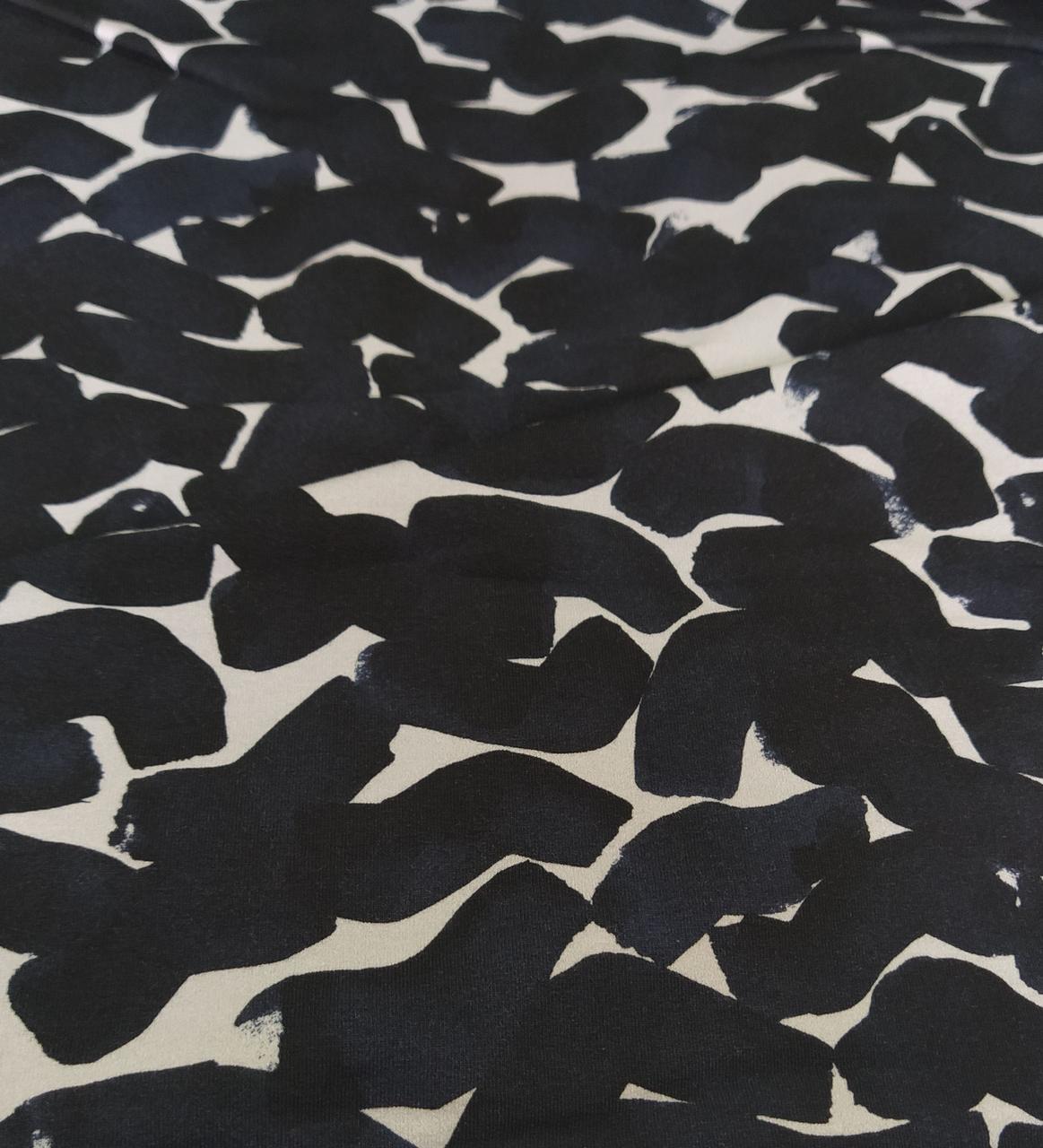 Трикотаж двонитка принт темно-синій, фото 1