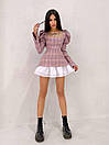 Міні сукня у клітинку з воланом на спідниці та об'ємними рукавами ліхтариками (р. S, M) 66035021Е, фото 4