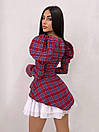 Міні сукня у клітинку з воланом на спідниці та об'ємними рукавами ліхтариками (р. S, M) 66035021Е, фото 5