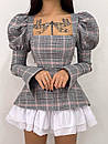 Міні сукня у клітинку з воланом на спідниці та об'ємними рукавами ліхтариками (р. S, M) 66035021Е, фото 8