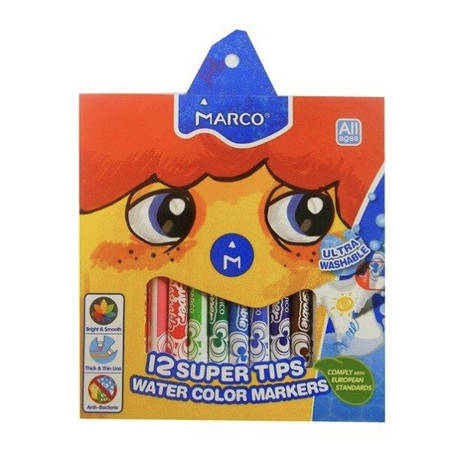 Фломастери 12кол. Marco Super Washable 1630-12CB, фото 1