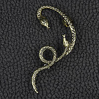 Кафа вінтаж темне золото біжутерія дві змії застібка гвоздик зверху затискач розмір сережки 70х50 мм