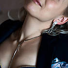 Кольє зі стразів. Нитка з каменів срібляста, фото 4