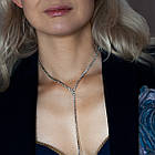 Кольє зі стразів. Нитка з каменів срібляста, фото 6