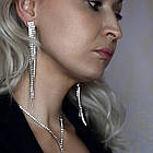 Кольє зі стразів. Нитка з каменів срібляста, фото 5