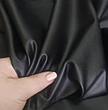 Штучна шкіра стрейч на велюрі чорна, фото 4