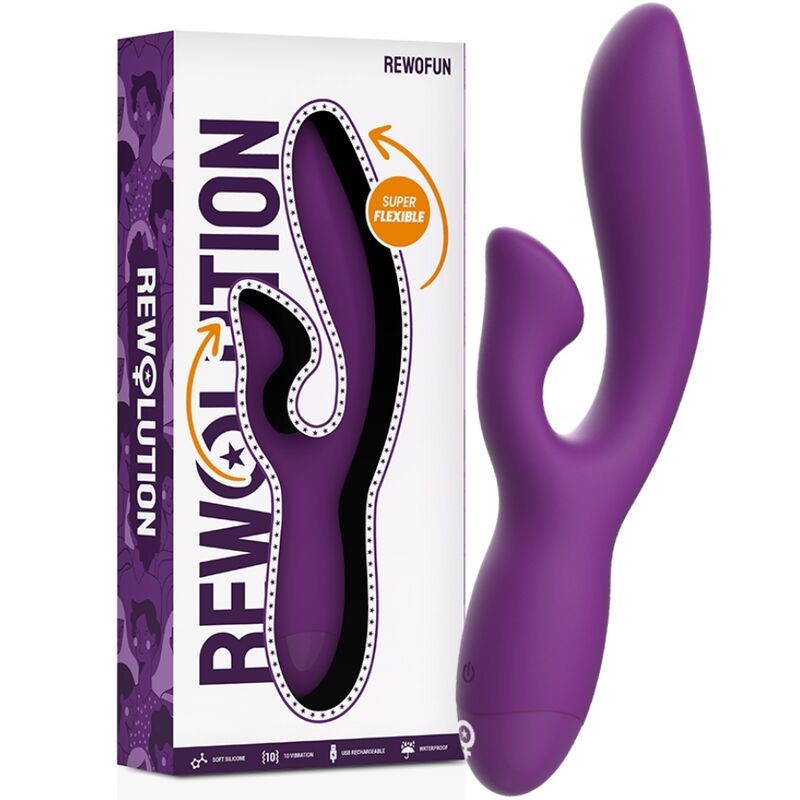 Подвійний вібратор фіолетовий Rewolution Rewofun Flexible Rabbit Vibrator | Puls69, фото 1