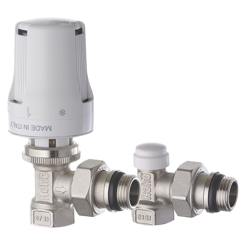 Комплект підключення радіатора Roho R5151-050K 1/2" кутовий (латунь, антипотечка) (RO0117)