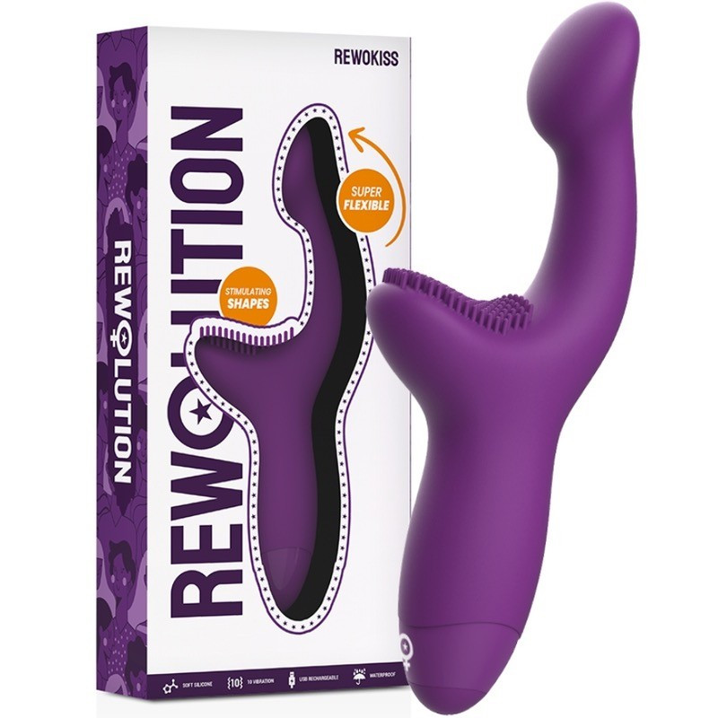 Вібратор подвійної стимуляції фіолетовий Rewolution Rewokiss Vibrating | Puls69, фото 1