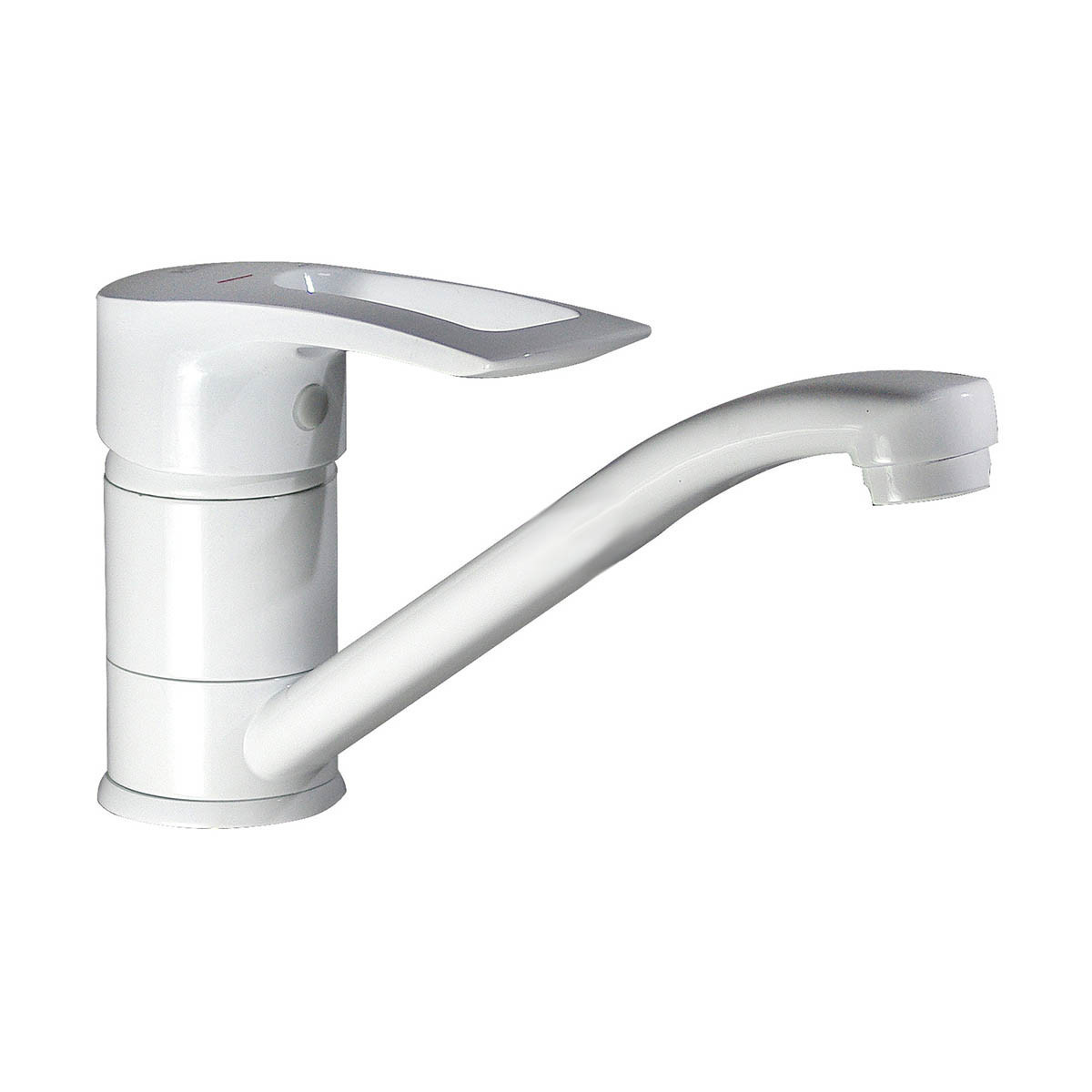 Змішувач для умивальника HAIBA HANSBERG 004 білий, вилив 15 см, з гнучким підведенням (HB0189)