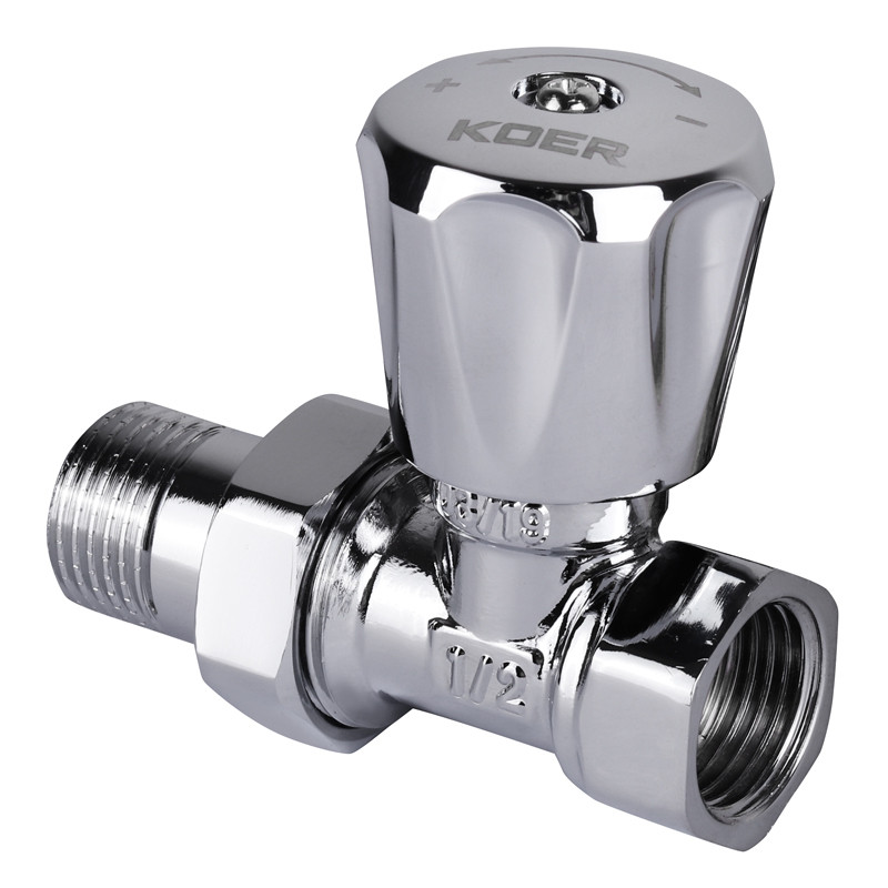 Вентиль радіаторний хромований KOER KR.903.CHR 1/2" Прямий до 110°C (KR2822)