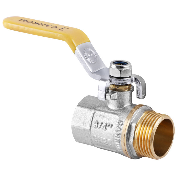 Кран кульовий САНКОМ 3/4" ГШР для газу, нікелеве покриття, арт. 607 (SK0103)