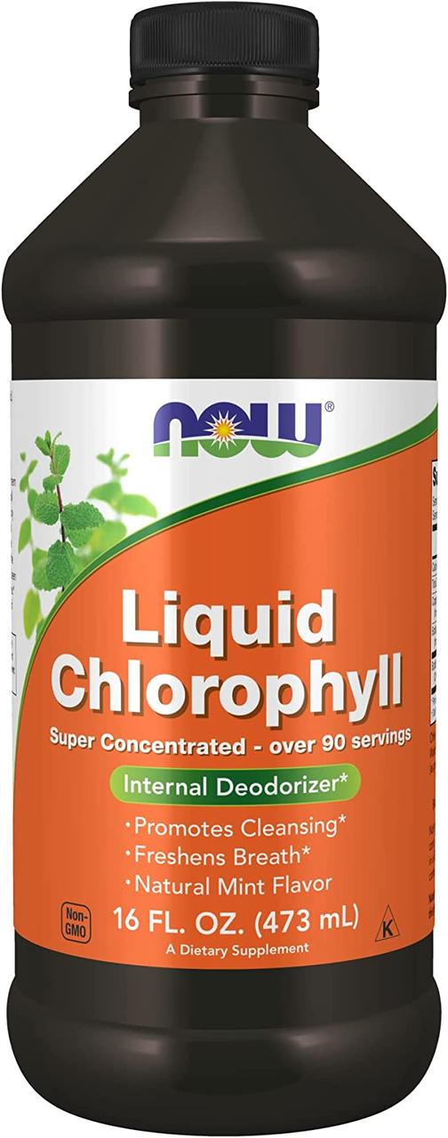 Рідкий хлорофіл аромат натуральної м'яти (Chlorophyll Liquid) NOW Foods 473 мл