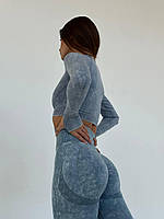 Женский фитнес костюм лосины пуш ап рашгард, размер: М