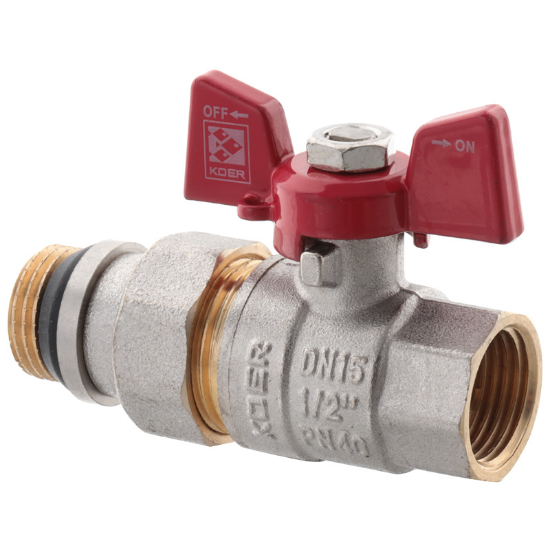 Кран з американкою 1/2" KOER KR.227-Gi, нікельований, для води, антипротечка. (KR0189)