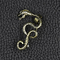 Каффа вінтаж темне золото металева біжутерія змія застібка гвоздик зверху затискач розмір сережки 50х25 мм