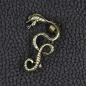 Каффа вінтаж темне золото металева біжутерія змія застібка гвоздик зверху затискач розмір сережки 50х25 мм