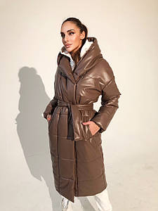 Стильна куртка для жінок зима з екошкіри р.42-46