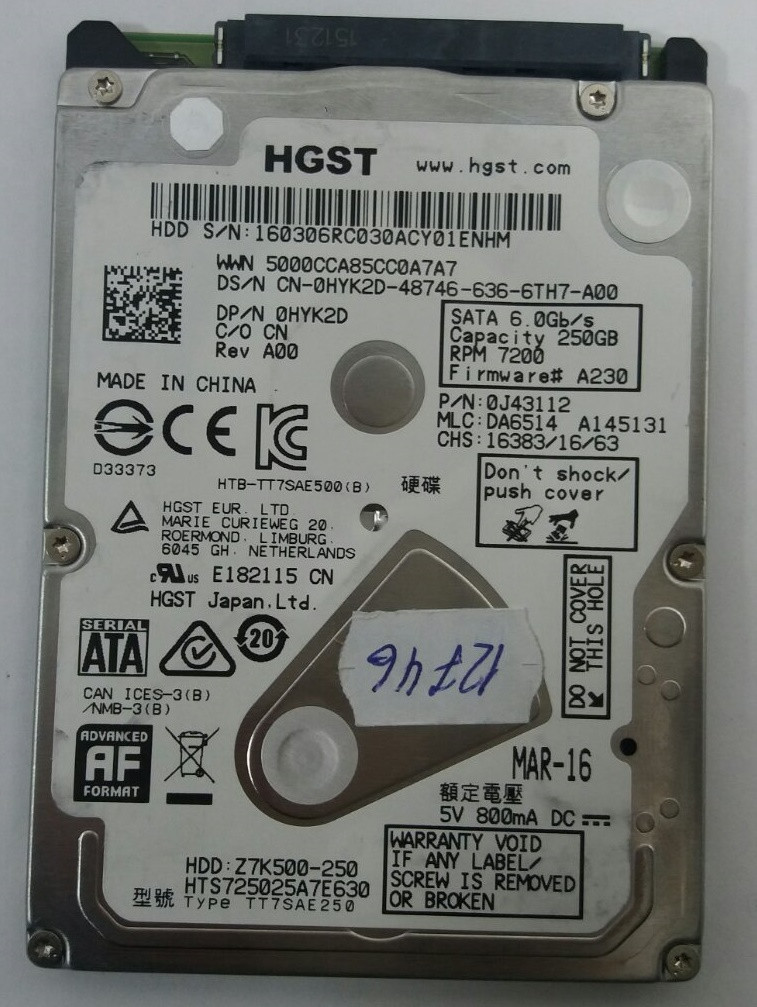 Жесткий диск 250Gb Hitachi 2.5 SATA III 7200rpm для ноутбука Z7K500-250 ...