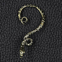 Кафа вінтаж темне золото металева біжутерія кручена змія застібка гвоздик розмір сережки 60х40 мм