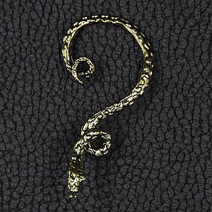 Кафа вінтаж темне золото металева біжутерія кручена змія застібка гвоздик розмір сережки 60х40 мм