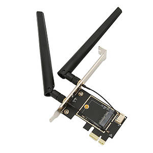 Адаптер PCI-E для мережної карти M.2 (key A+E) Wi-Fi + Bluetooth з кришкою, TRY EDM2_v6.11 антена 2x8db